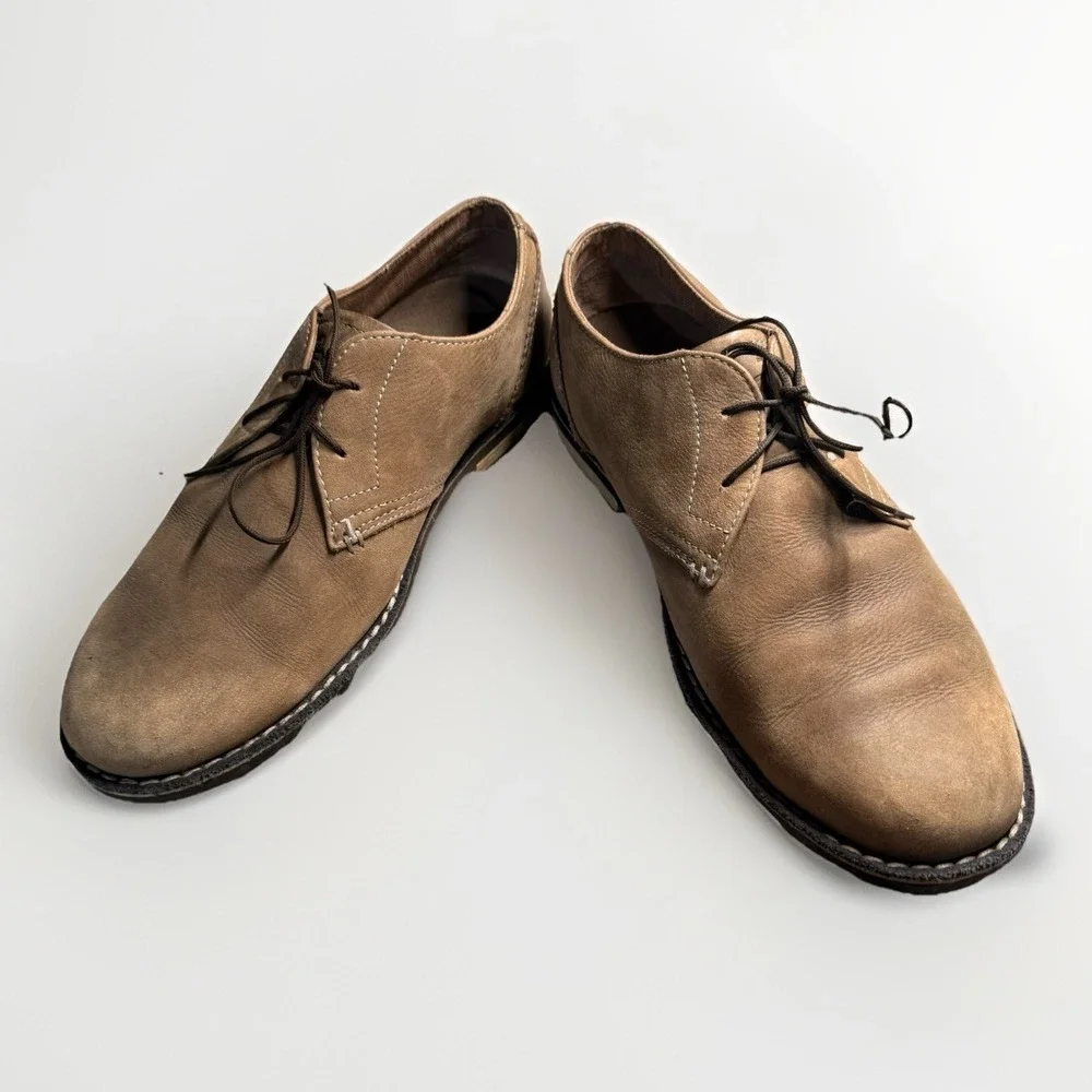 Original Penguin Waylon Men's 9.5 Suede Derby Oxford Shoes Beige PWAY500-2